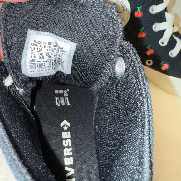 Converse Black Sneakers with Cherry Design - Picture 4 of 4